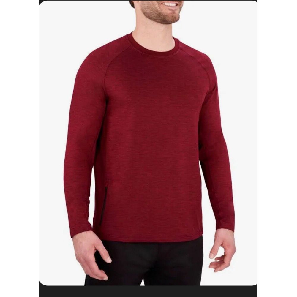 Long Sleeve Shirt Men's Tech Crew, 2x Soft Brushed Fabric Stretch Zip Pocket NWT